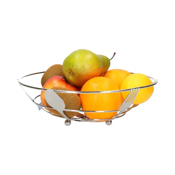 Metalen Fruitschaal/fruitmand Bestek Zilver Rond 26 Cm- Fruitschalen/fruitmanden thumbnail