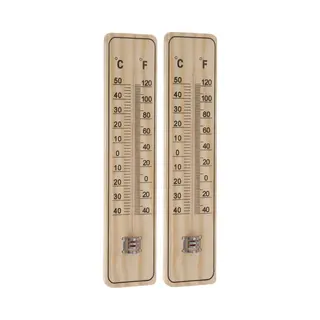 Pro Garden Thermometer - Set Van 2x Stuks - Binnen/buiten - Hout - 22, 5 X 5 Cm
