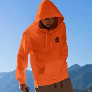 B&C Oranje Ek Wk Koningsdag Hoodie Black Lion Chest (Maat M - Uniseks Fit) | Oranje Kleding / Truien | Wk & Ek Feestkleding