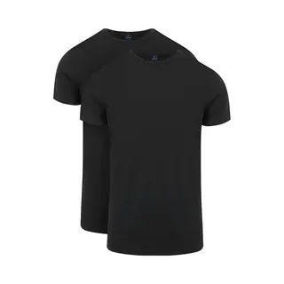 Suitable Ota T-Shirt Rundhalsausschnitt Schwarz 2-Pack - Größe M