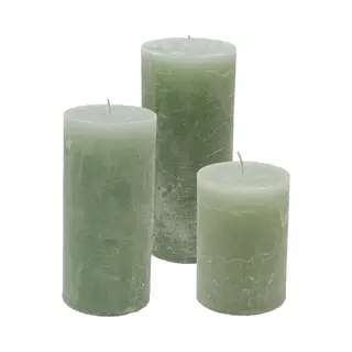 Cactula Set Van 3 Stompkaarsen Lichtgroen 7x10 / 7x15 / 7x20 Extra Lange Branduren