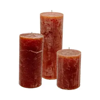 Cactula Set Van 3 Stompkaarsen Cognac 7x10 / 7x15 / 7x20 Extra Lange Branduren
