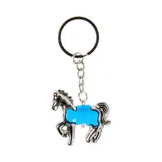 Duckiez Lg-imports Sleutelhanger Paard Junior 5 Cm Staal Zilver/blauw