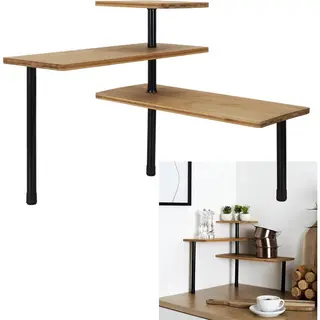 Wdmt Bamboe Hoekrek – 3-Lagen - 43 X 27 X 43 Cm - Ruimtebesparend Keuken Opbergrek – Badkamer Organizer - Hoekkastje – Duurzaam Plantenrek –
