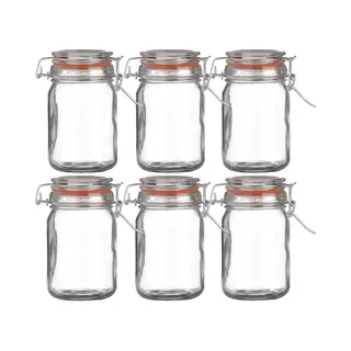 Wdmt Set Van 6 Weckpotjes – 250 Ml – Luchtdicht Met Beugelsluiting – Ø 6, 5 X 11, 5 Cm – Glazen Voorraadpotjes - Transparant