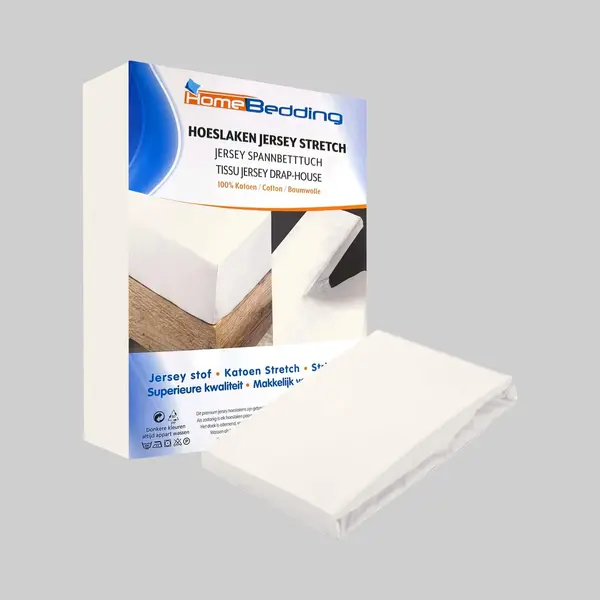 Home bedding Premium Hoeslaken-jersey-100% Katoen -stretch-Lits-jumeaux-200x200+40cm-Hoekhoogte- Geschikt Voor Boxspring- -Créme thumbnail