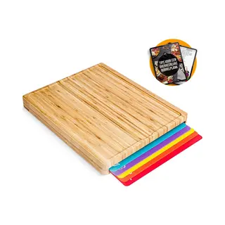 Villux Snijplank Bamboe - Snijplank Kunststof - Snijplankenset Met Matjes - Snijplankenset Met Houder - Snijplanken - Snijplankenset - Snijplank Hout