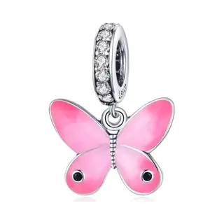 Roze Vlinder Bedel Van 925 Sterling Zilver Met Zirkonia - RomyStones
