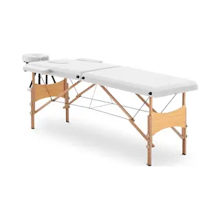 Dreamble® | Massagetafel | Wit | Hout | Extra Dikke Bekleding 6 Cm | Extra Stevig | Inklapbaar | Mobiel | 2 Zones | In Hoogte Verstelbaar |