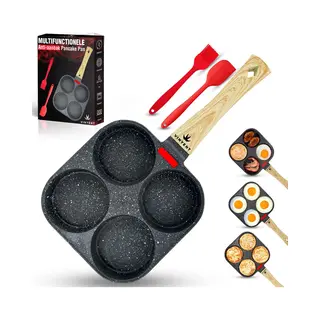 Vinyent® Pannenkoekenpan Inductie - Pancake Pan - Omeletpan - Omeletmaker -Eierpan- Anti Aanbak - 4 Vakjes - Incl. Recept E-boek