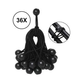 Pd® - Spanelastiek - Zwart - Elastiek Koord - Spanrubbers - Elastiek Met Bal - Tentspanner - Tentelastiek - Tentspanners Met Bal - Elastiek