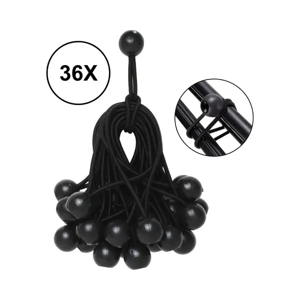 Pd® - Spanelastiek - Zwart - Elastiek Koord - Spanrubbers - Elastiek Met Bal - Tentspanner - Tentelastiek - Tentspanners Met Bal - Elastiek thumbnail