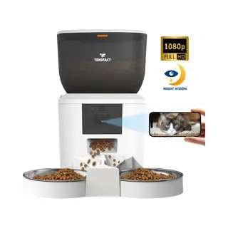 Tensfact Automatische Voerbak Kat En Hond - Premium Voerautomaat Kat Met Full Hd Camera - Voerbak Kat - Wit