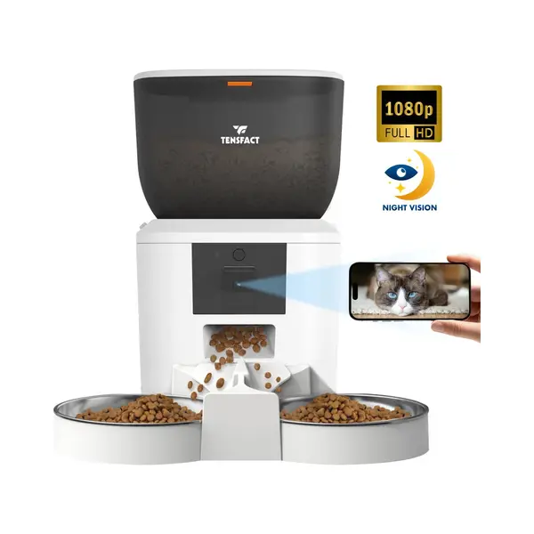 Tensfact Automatische Voerbak Kat En Hond - Premium Voerautomaat Kat Met Full Hd Camera - Voerbak Kat - Wit thumbnail