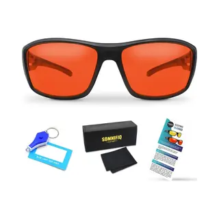 Somnifiq Slaapbril – Blauw Licht Filter Bril Met Rode Glazen – Beeldschermbril Zonder Sterkte - Blue Light Glasses - Beter Slapen - Computerbril