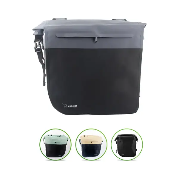 Ekostar Online Shopping Ekostar® Dubbele Fietstas Urban 46L - 100% Waterdicht - Grijs/Zwart - Roltop - Geseald - Fietstassen Elektrische Fietsen thumbnail