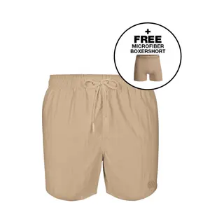 Muchachomalo Jongens Zwembroek + Boxershort - Maat 158/164 - Beige - Boys Swimshort