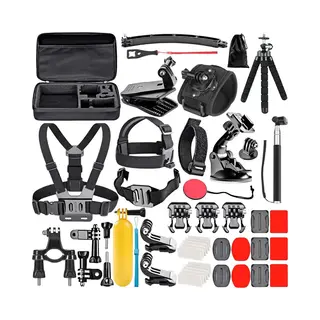Yono Accessoires Set 50in1 Geschikt Voor GoPro Hero 13 12 11 10 - Dji Osmo - Insta360 - Chest Mount - Stick - Tas - Hoofdband