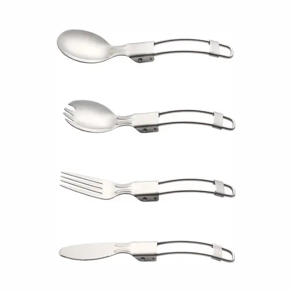 4-delige Bestek Set Opvouwbaar Rvs Spork Servies thumbnail