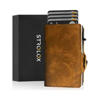 Strolox® Pasjeshouder Luxe Portemonnee Bruin - Creditcardhouder 11 Pasjes + Briefgeld - Kaarthouder Pashouder Uitschuifbaar - Rfid & Nfc Kaarthouder