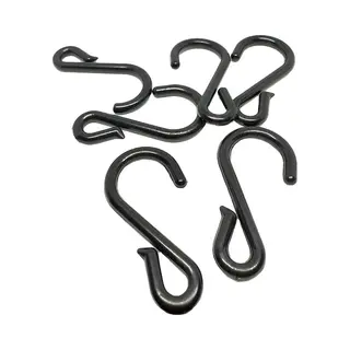 Fsw-Products - 10 Stuks - S-Vormige Haken - 4.5 Cm - Kunststof - Zwart - Vleeshaken - S Vorm - Kledinghaak - Ophanghaken