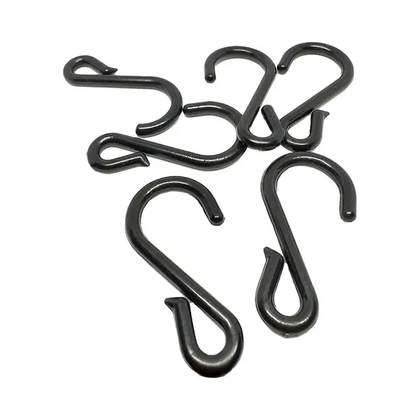 Fsw-Products - 10 Stuks - S-Vormige Haken - 4.5 Cm - Kunststof - Zwart - Vleeshaken - S Vorm - Kledinghaak - Ophanghaken thumbnail