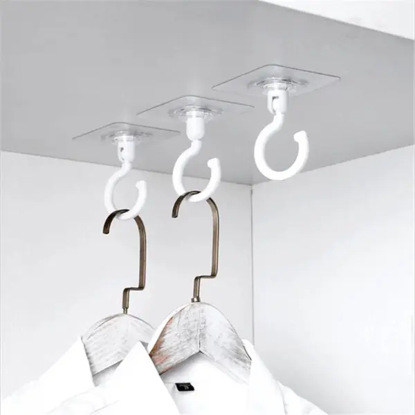 Fsw-Products - 1 Stuk - Zelfklevende Ophanghaak - Plafondhaak - Wit - Kunststof - Haak - Ophanghaken - Kledinghaken - Wandhaken - Muur - Handdoekhaak thumbnail