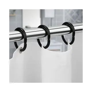Fsw-Products - 12 Zwarte Buigbare Gordijnringen - 4.6x2.9 Cm - Voor Gordijnen En Douchegordijnen - Ringen En Haken