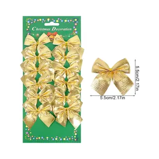 12 Stuks - Gouden Kerststrikken - 6 X 5.6 Cm - Stof - Kerst Strikken - Kerstdecoratie - Kerstboom Decoratie - Kerstsfeer – Christmas
