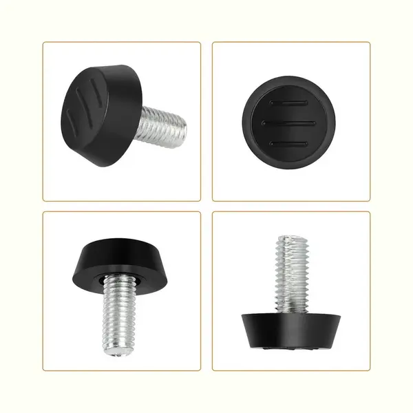 Fsw-Products – 4x Stelvoeten Met Viltjes – M6 Schroefdraad – Ø20 Mm – Hoogte 25 Mm – Zwart/Zilver – Meubelstelpoten – Kunststof & Rvs thumbnail
