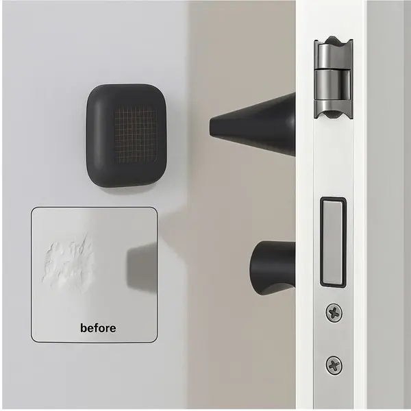 Fsw-Products Fsw Deurstoppers - Set Van 2 Zelfklevende Stootdoppen - Vierkante Deurbescherming - Zwart - Ideaal Voor Binnendeuren En Deurklink Bescherming thumbnail