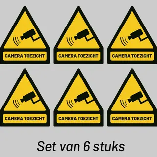 Plakkers Voordeelset Van 6 Camerabewaking Stickers 10cm Breed - Camerabewaking Sticker - Camera Toezicht Sticker - Camera Stickers Beveiliging - Alarmstickers