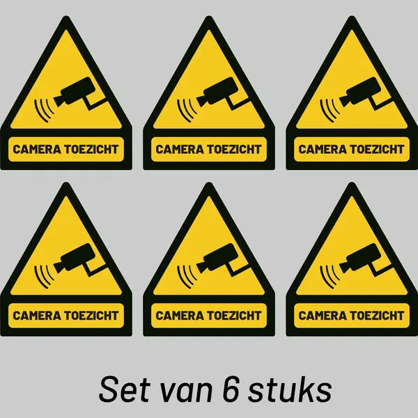 Plakkers Voordeelset Van 6 Camerabewaking Stickers 10cm Breed - Camerabewaking Sticker - Camera Toezicht Sticker - Camera Stickers Beveiliging - Alarmstickers thumbnail