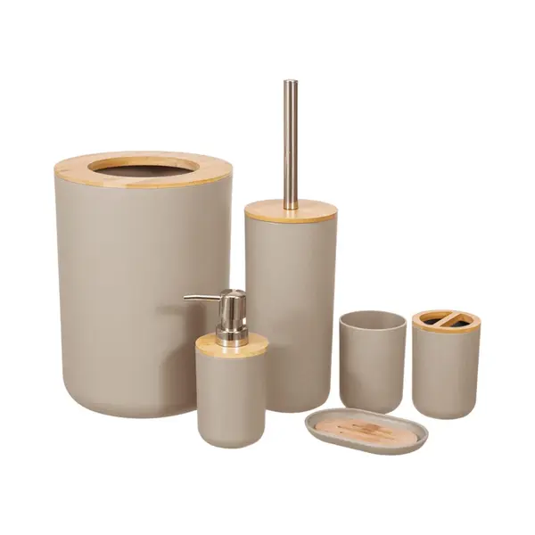 Igoods Badkamerset - Badkamer - Accessoires - Set Van 6 - Zeepdispenser - Zeephouder - Tandenborstelhouder - Prullenbak - Drinkbeker - Toilethouder thumbnail