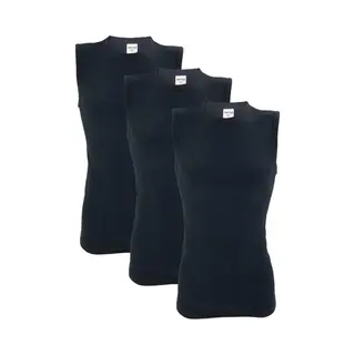 3 Stuks Sqotton A-shirt - O-neck - Mouwloos - Zwart - Maat S