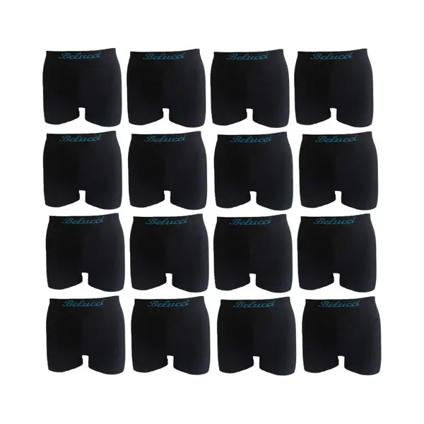 Belucci Microfiber Mega Pack Zwarte Heren Boxershorts - 16 -pack - Maat M/L thumbnail