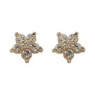 Bloem / Ster Strass Oorbellen Goudkleurig | Zirkonia | 5 Mm | Fashion Favorite