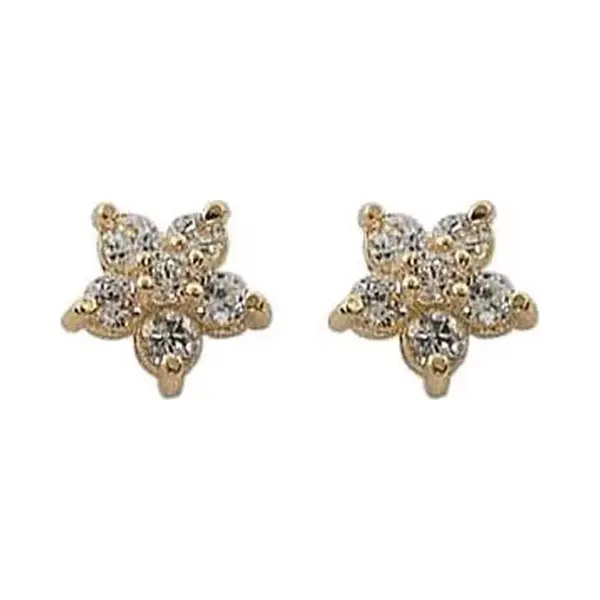 Bloem / Ster Strass Oorbellen Goudkleurig | Zirkonia | 5 Mm | Fashion Favorite thumbnail
