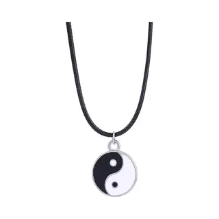 Yin Yang Ketting | Zwart / Wit | Kunstleder | 40 + 3 Cm | Fashion Favorite