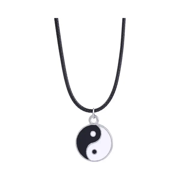 Yin Yang Ketting | Zwart / Wit | Kunstleder | 40 + 3 Cm | Fashion Favorite thumbnail