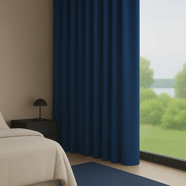 Maroyathome Elsa - Gordijn - Verduisterend - Met Plooiband - Kant-en-klaar - 150x260 Cm - 150 Cm Breedte En 260 Cm Lengte - Donker Blauw - 1 Stuk thumbnail