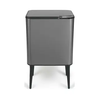 Umuzi Cleaning Push Bin Prullenbak - 36 Liter - Metal Grey - 48 X 38 X 54, 5 Cm