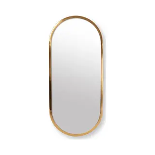 Vtwonen Ovale Spiegel - Staande Wandspiegel Met Metalen Rand - Minimalistische Design Badkamerspiegel - Organische Wanddecoratie - 20x50CM - Goud