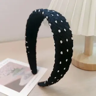 Elegante Haarband Met Polka Dot Motief-zwart