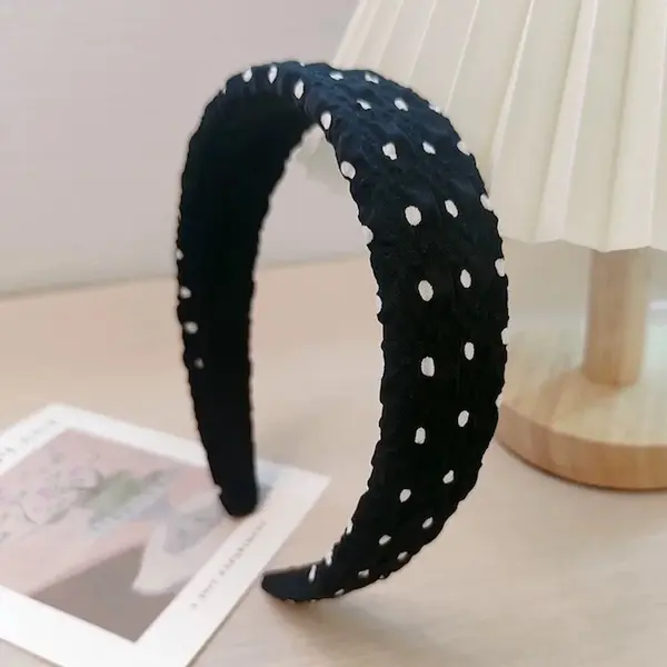 Elegante Haarband Met Polka Dot Motief-zwart thumbnail