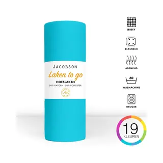 Jacobson - Hoeslaken - 90x200cm - Jersey Katoen - Tot 25cm Matrasdikte - Turquoise