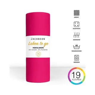 Jacobson - Hoeslaken - 180x200cm - Jersey Katoen - Tot 25cm Matrasdikte - Felroze