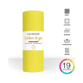 Jacobson - Hoeslaken - 180x200cm - Jersey Katoen - Tot 25cm Matrasdikte - Geel
