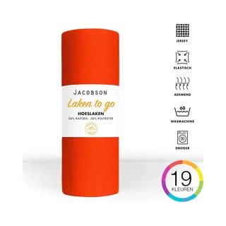 Jacobson - Hoeslaken - 120x200cm - Jersey Katoen - Tot 25cm Matrasdikte - Oranje