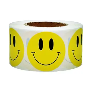 500 Smiley Stickers Rond 3, 8 Cm Geel Op Een Rol - Sluitsticker Beloningssticker Kinderen - Smiley Label - Dappaz